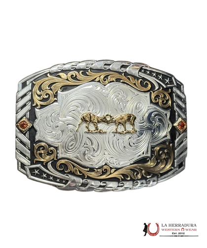 MONTANA SILVERSMITH CANTLE ROLL DEER FIGHTING BUCKLE