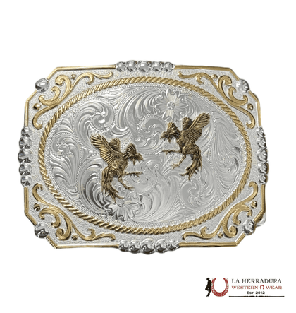 MONTANA SILVERSMITH COWBOY CAMEO GALLOS FIGHTING BUCKLE