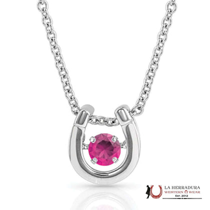 Collar Herradura Montana Silversmith Dancing Birthstone Jul - Circonita Cúbica Rubí