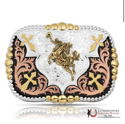 MONTANA SILVERSMITH FAITH IN FOUR BUCKLE WITH OF BRONC RIDER