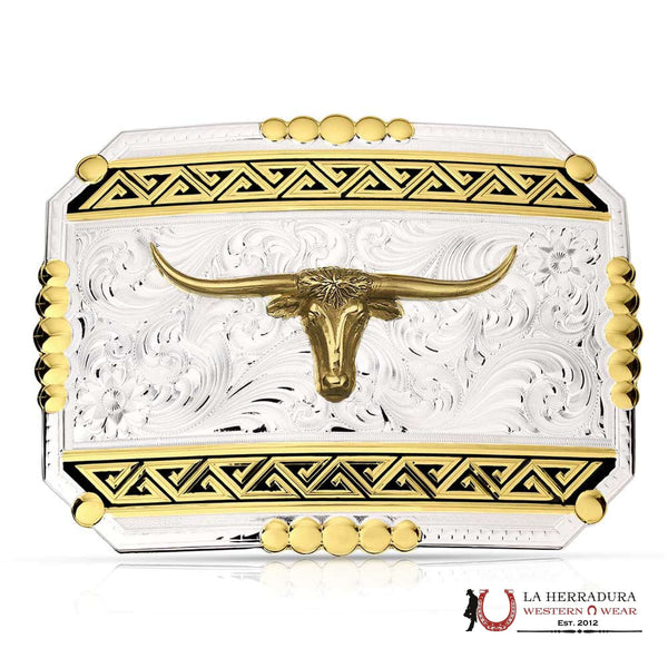 HEBILLA MONTANA SILVERSMITH DE LA SERIE SOUTHWEST ORIGINS CON CUERNOS LARGOS