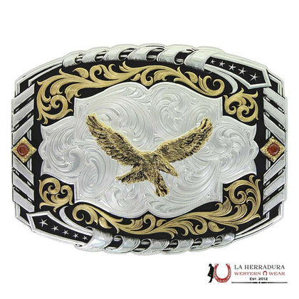 MONTANA SILVERSMITH TWO TONE CANTLE ROLL BUCKLE WITH SOARING EAGLE