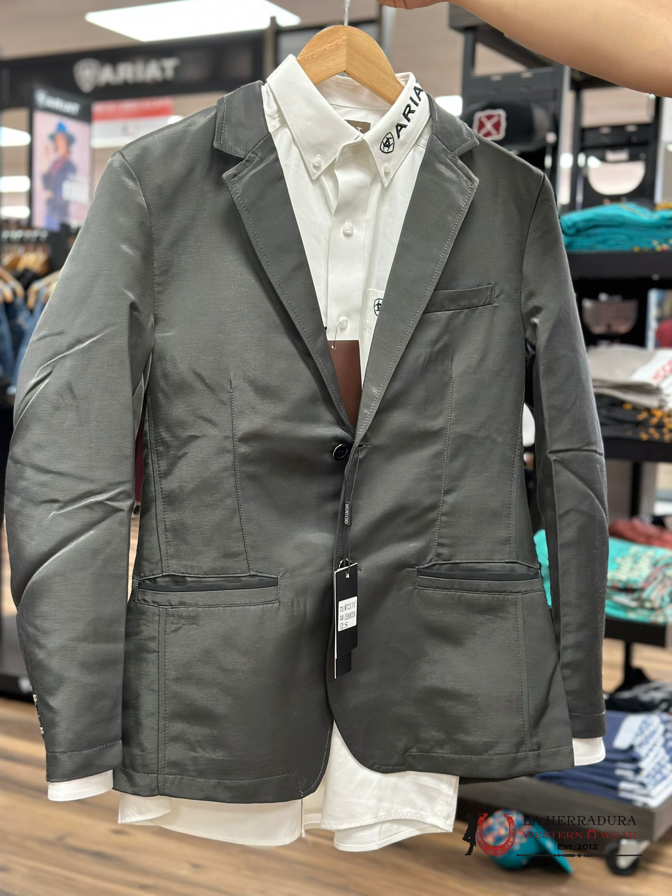 Montero Charcoal Smooth Liso Blazer Ropa Hombres
