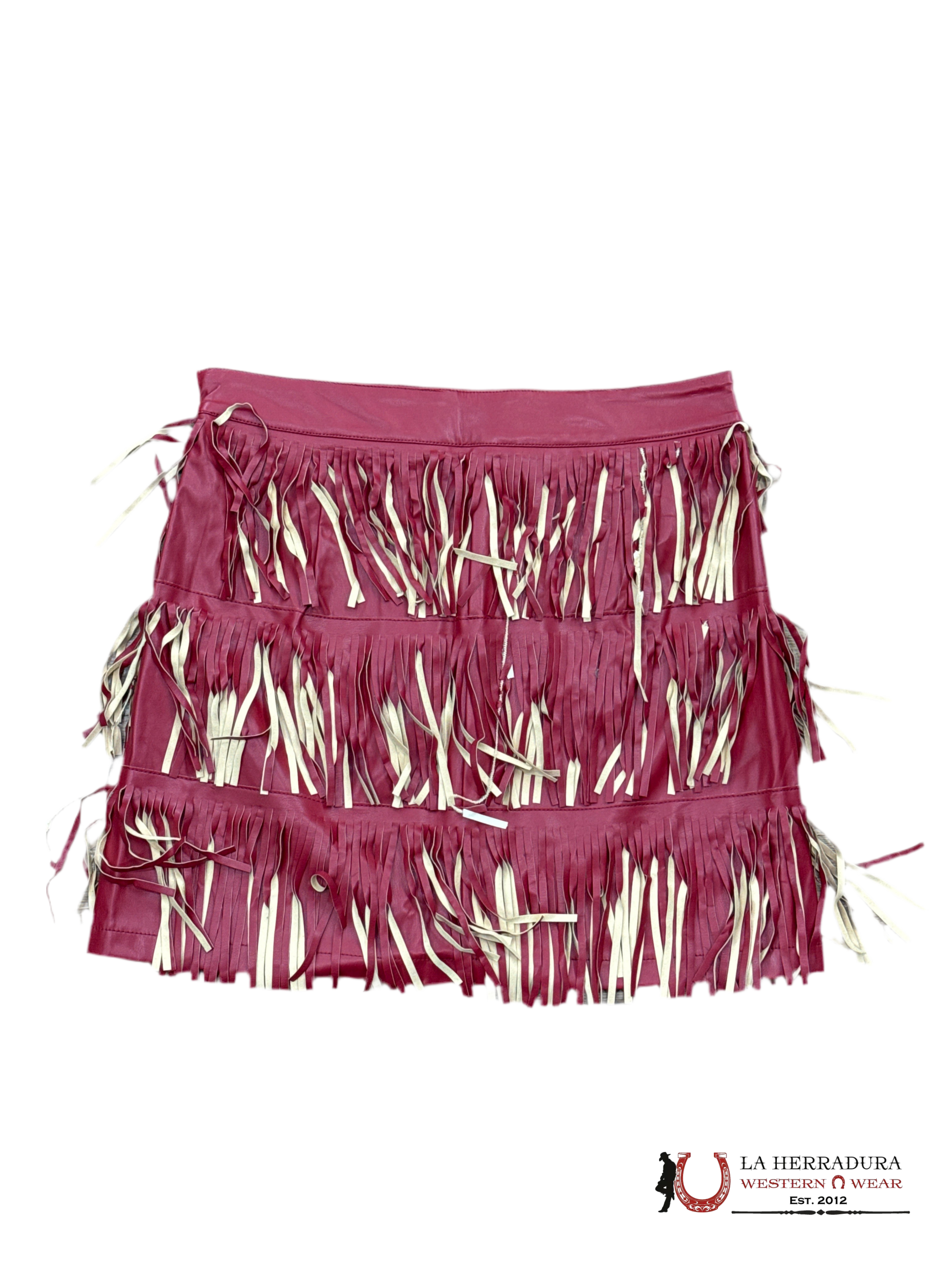 MUY MUY BURGUNDY SKIRT WITH FRINGES -MM-A1550 ROPA MUJERES