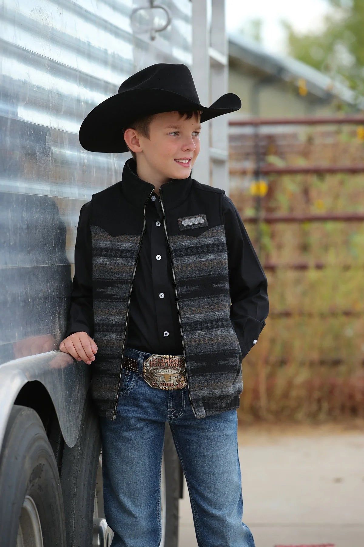 CINCH BOYS VEST MWV5050002 BLK