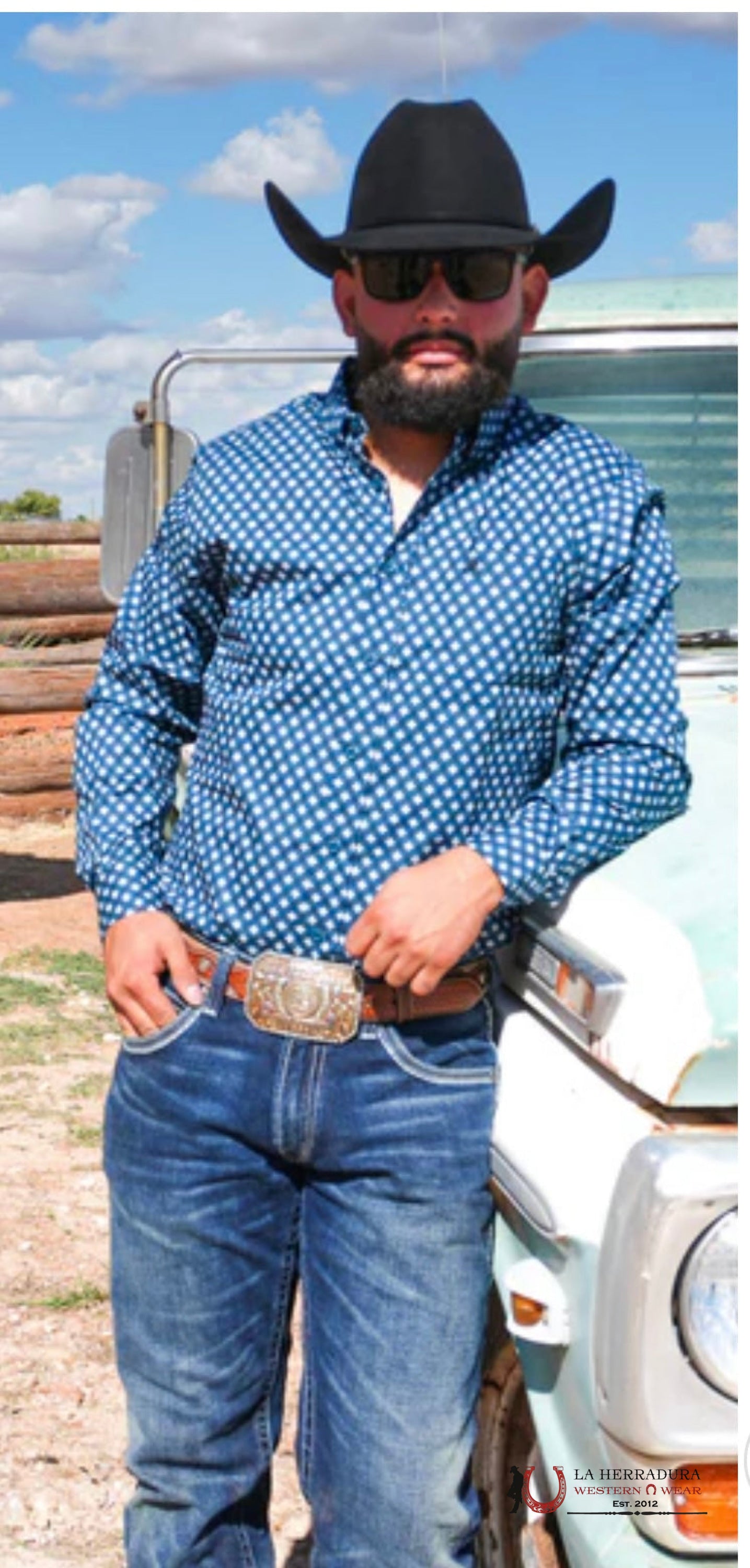 Teal With White Print Slim Fit Ropa Hombres