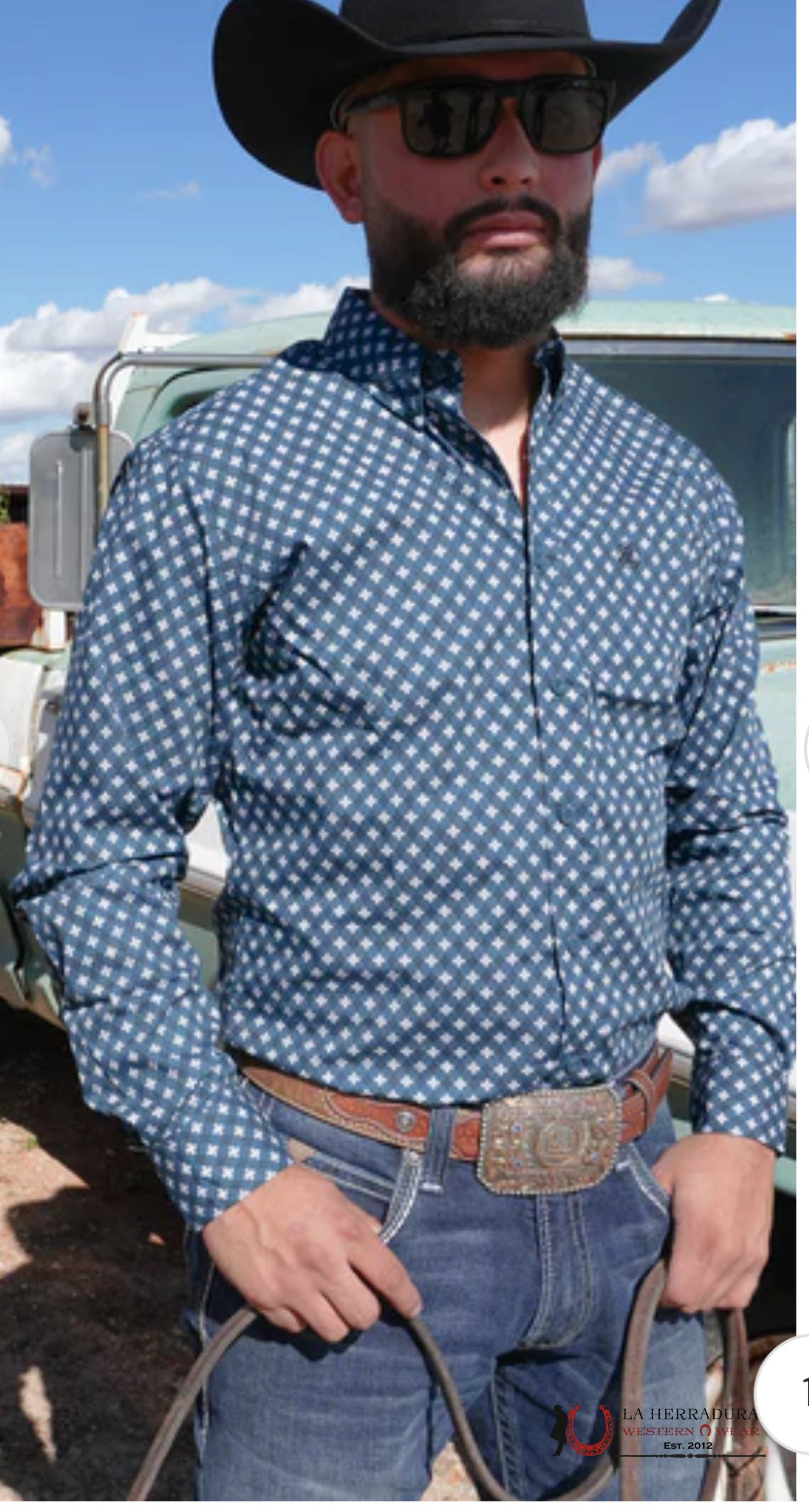 Teal With White Print Slim Fit Ropa Hombres