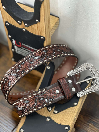 Cinturón NOCONA para mujer con incrustaciones CHOCO SPARKLE grabadas a mano N320000202