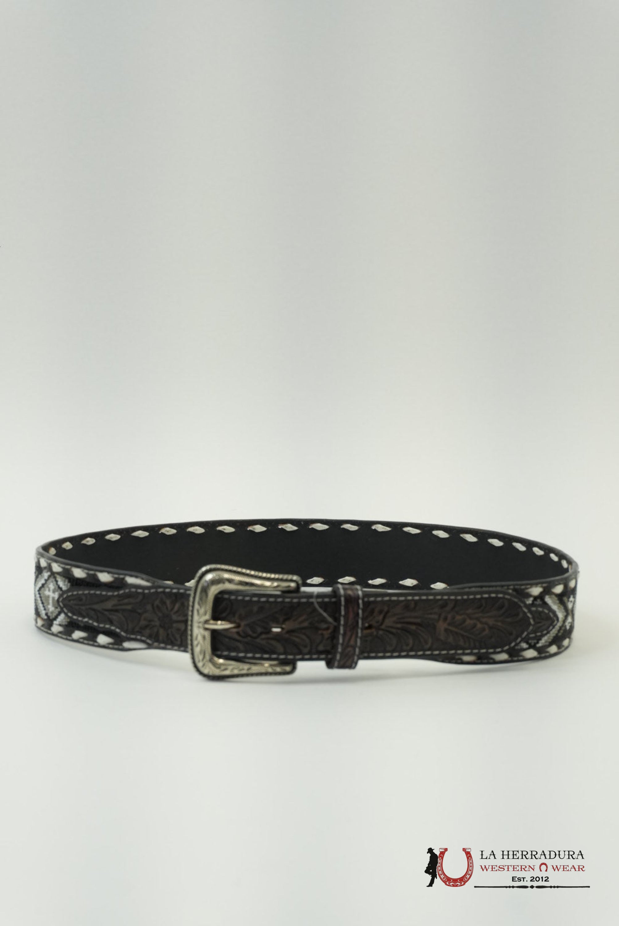 NOCONA BLACK WHITE AZTEC PRINT BELT CINTURONES HOMBRES