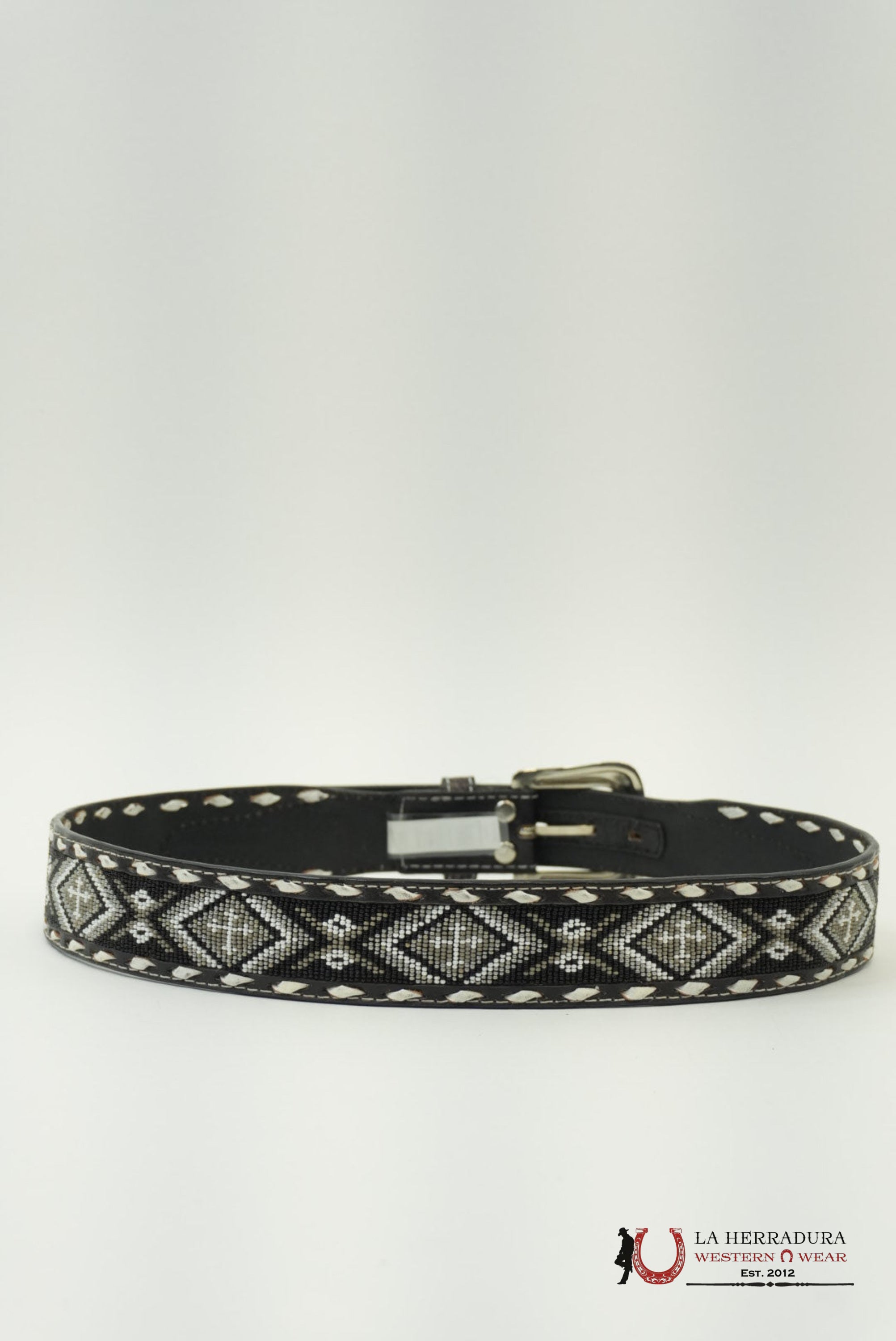 NOCONA BLACK WHITE AZTEC PRINT BELT CINTURONES HOMBRES