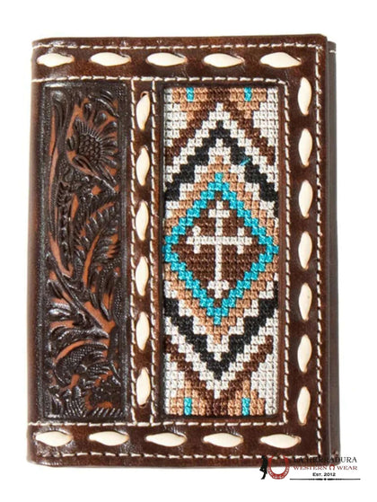 NOCONA BROWN AZTEC TRI-FOLD WALLET- N500044602