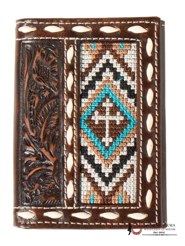 NOCONA BROWN AZTEC TRI-FOLD WALLET- N500044602