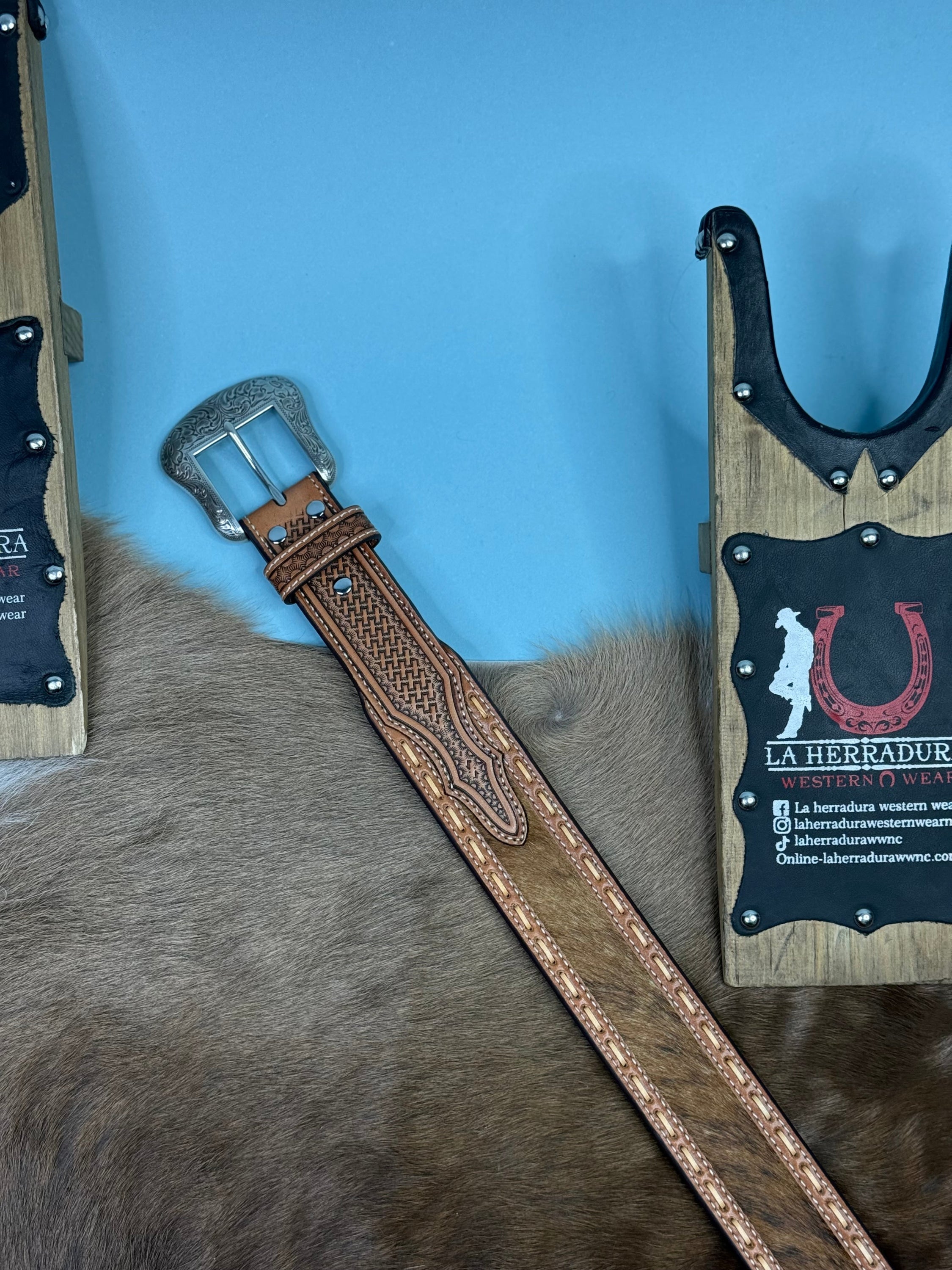 Nocona Brown Cowhide Belt Cinturones Hombres