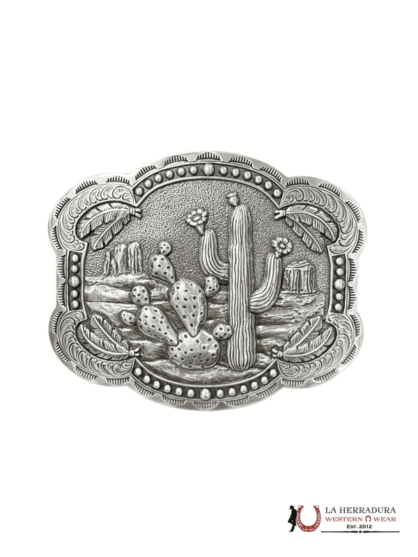 NOCONA CACTUZ WESTERN SILVER SQUARE BUCKLE 37597