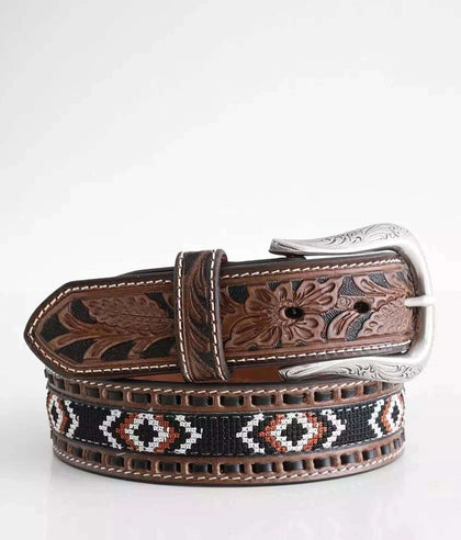 NOCONA CINTURÓN DE HOMBRE CAFÉ CON AZTECA NEGRO - N210006302