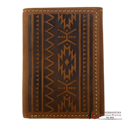 NOCONA MENS BROWN AZTEC TRI-FOLD WALLET- N500049244