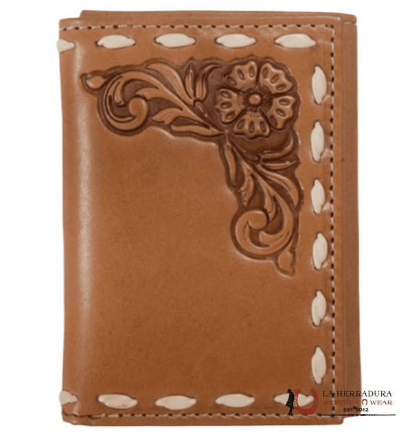 CARTERA DE HOMBRE TRIPLE PLIEGUE NOCONA DISEÑO FLORAL CAFÉ- N500048608