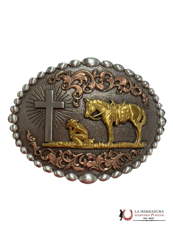 HEBILLA REDONDA NÓCONA COWBOY REZANDO 37915