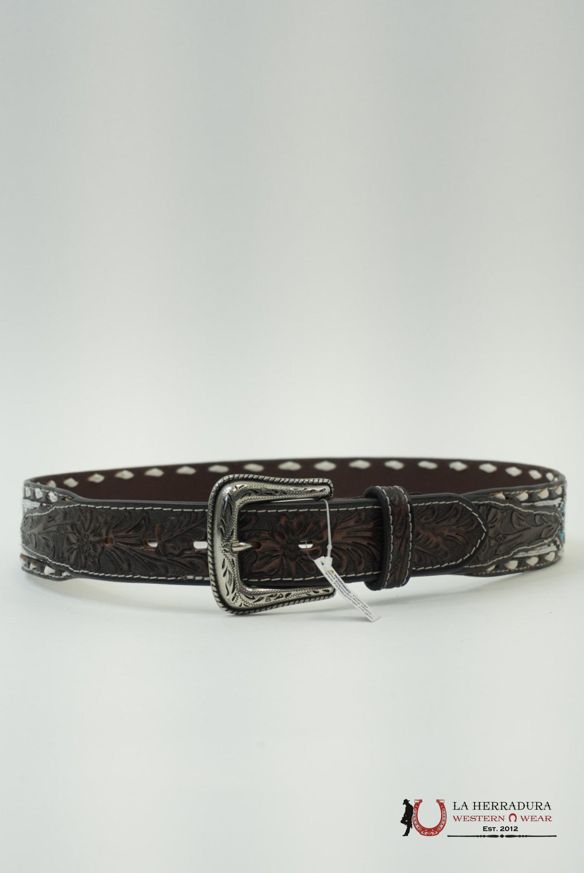 NOCONA WHITE CROSS AZTEC BEADED BELT CINTURONES HOMBRES