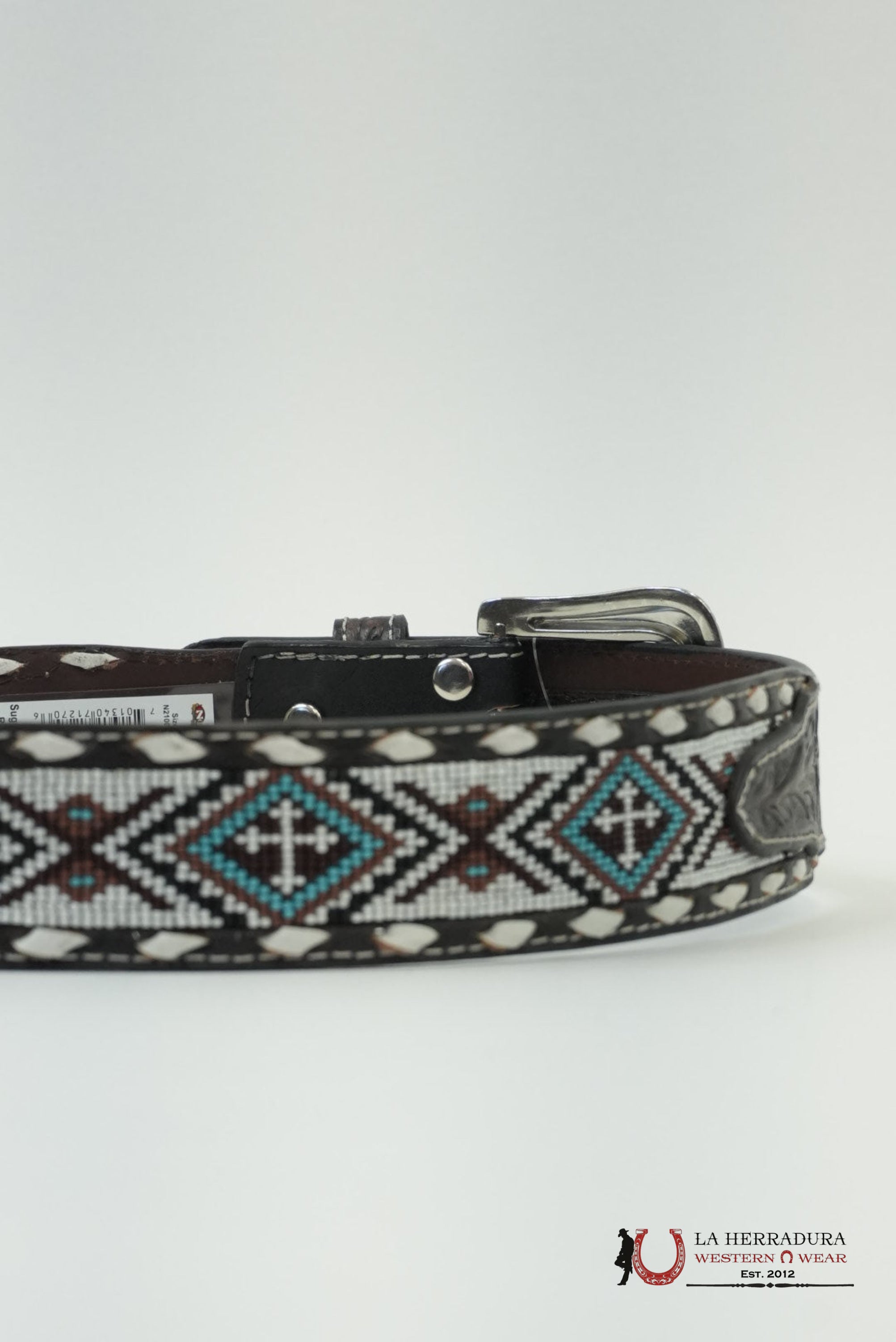 NOCONA WHITE CROSS AZTEC BEADED BELT CINTURONES HOMBRES