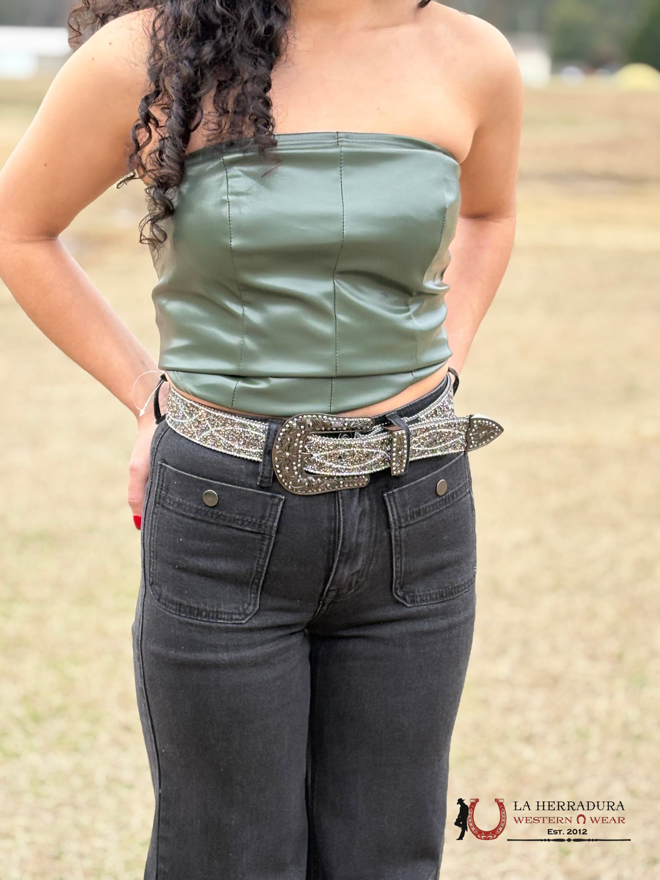 OLIVE GREEN TUBE TOP ROPA MUJERES