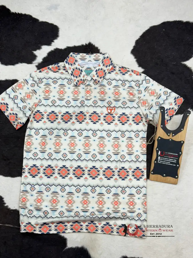 Orange Aztec Polo Short Sleeve Shirt Ropa Hombres