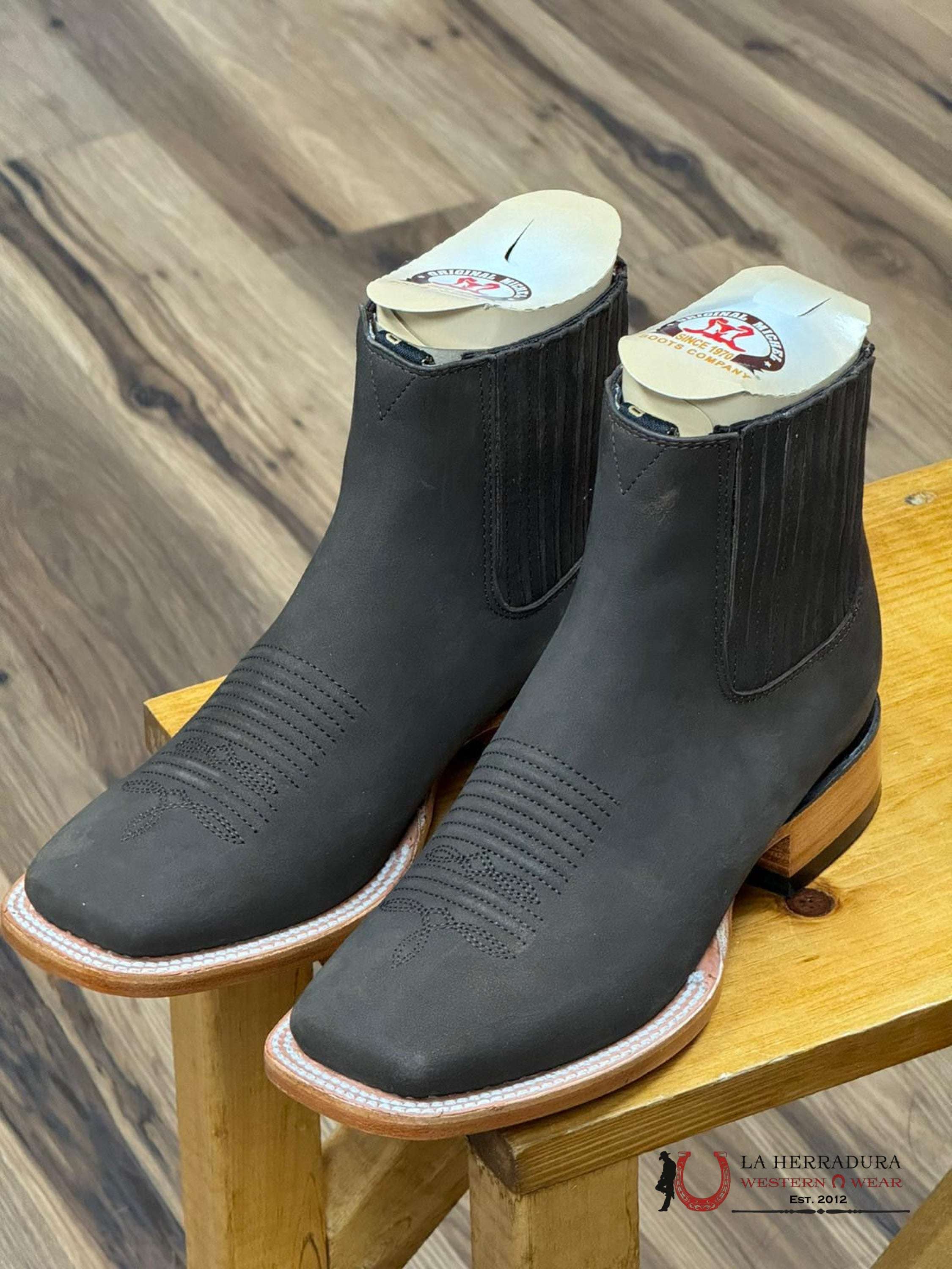ORIGINAL MICHEL NOBUCK DARK TOBACCO SHORT BOOT SQ. TOE -582B6359