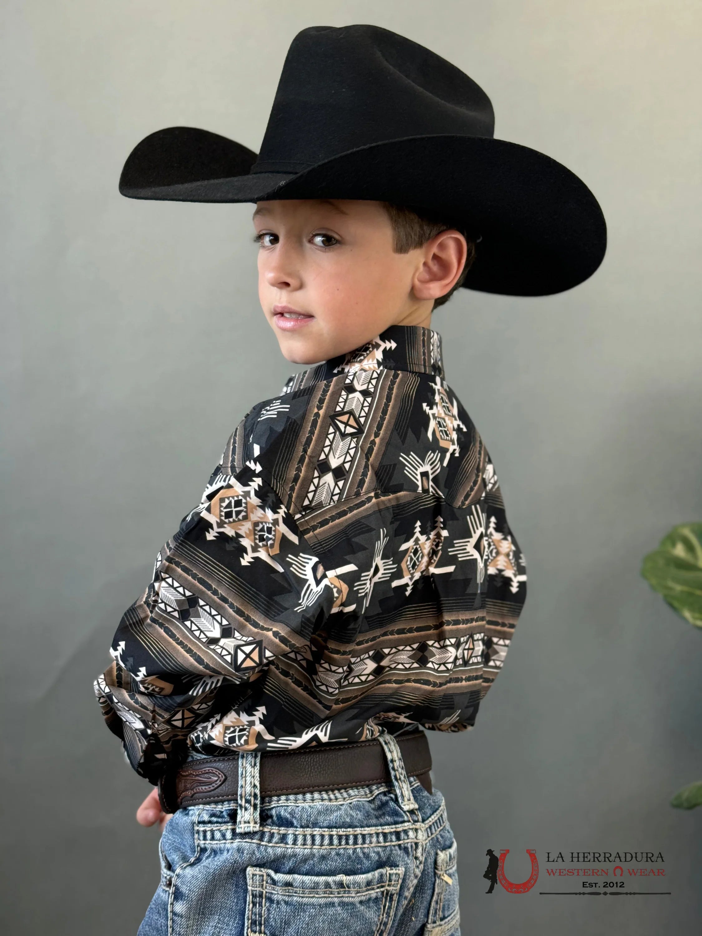 Rock&Roll Aztec Shirt Black/Beige Niños