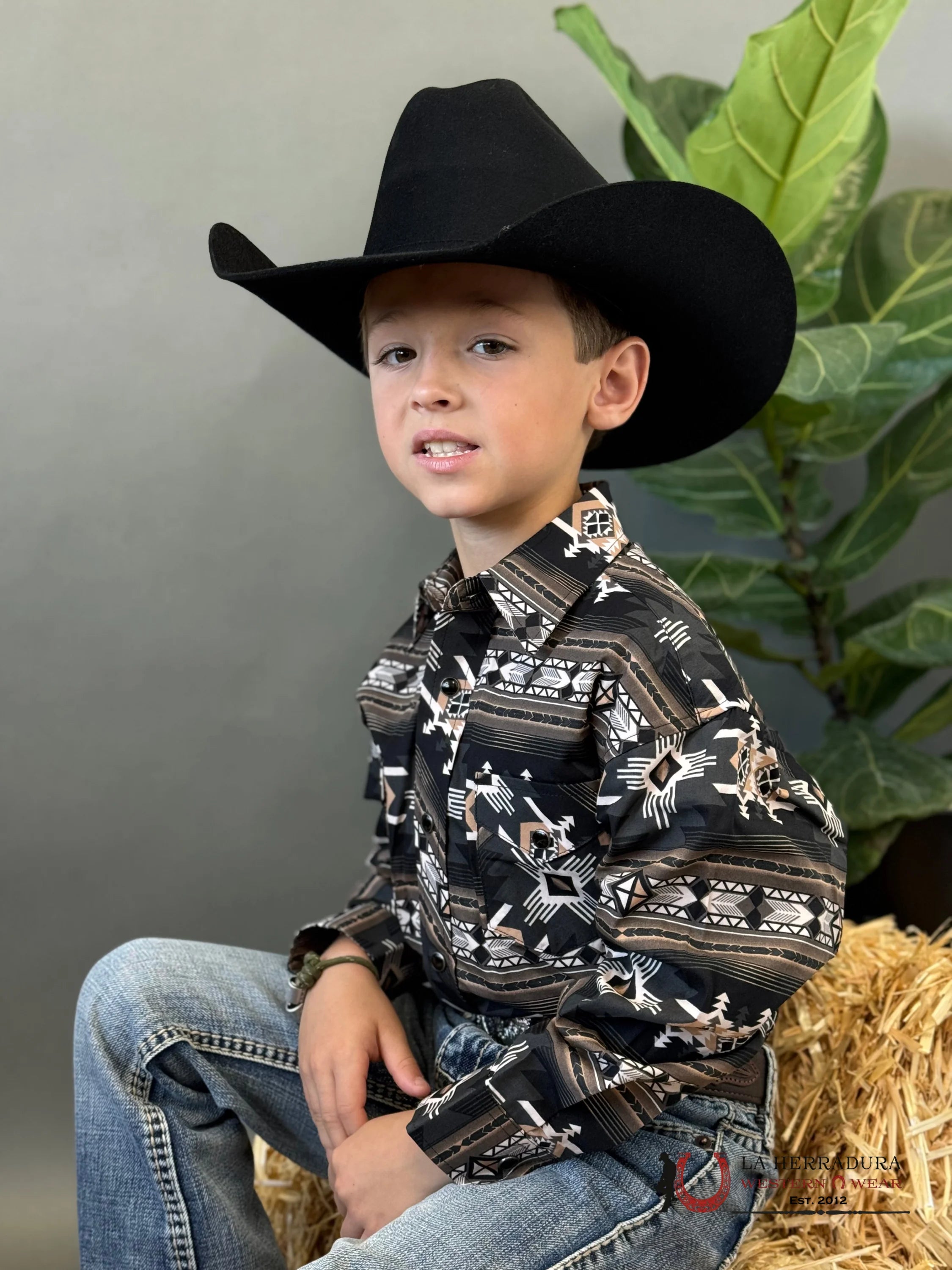 Rock&Roll Aztec Shirt Black/Beige Niños