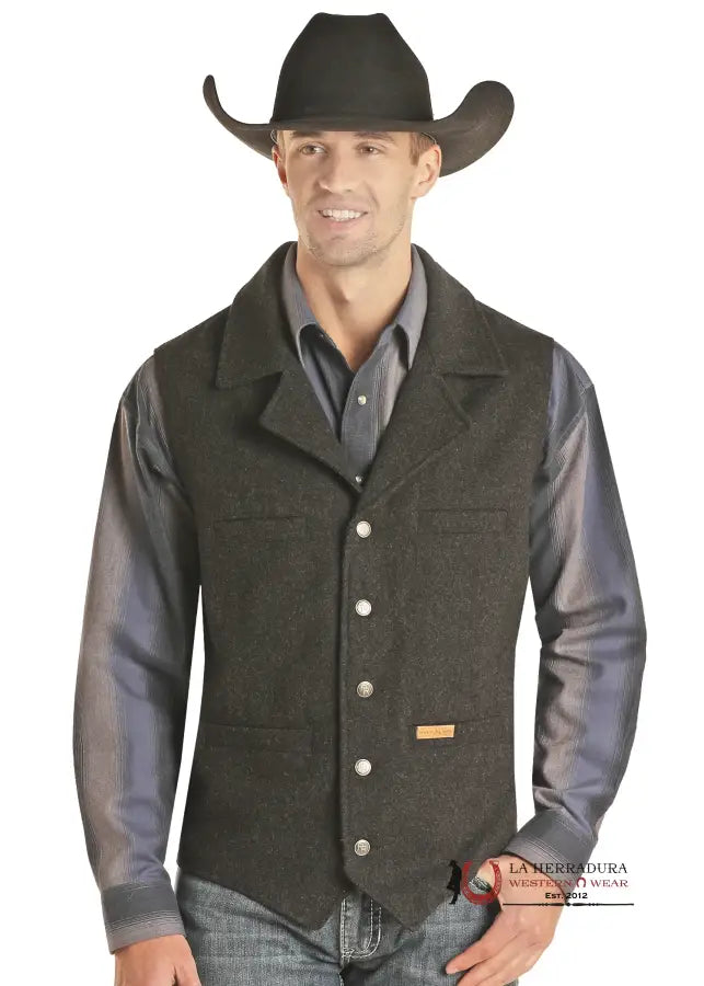 Panhandle Black Solid Montana Vest Ropa Hombres