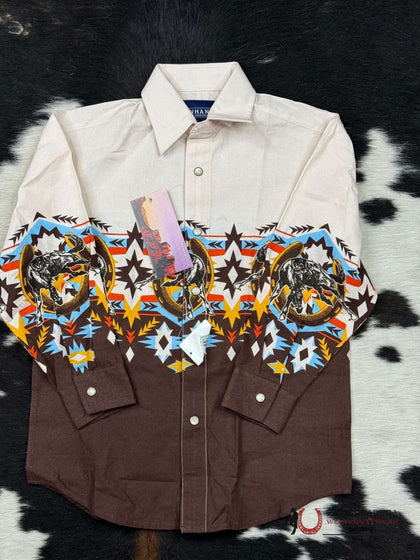 PANHANDLE BOYS NATURAL AZTEC WESTERN BOARDER LONG SLEEVE SNAP PHBSOSRZ5Y