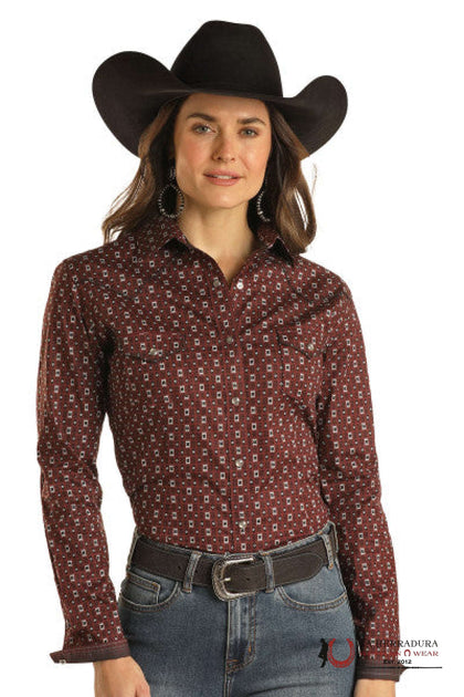 Panhandle Borgoña Estampado Western RWN2S02825