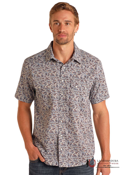 PANHANDLE CREAM WITH WESTERN PRINT MULTI COLOR SHORT SLEEVE SHIRT MEN - PMN3S05750