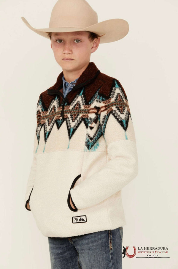 PANHANDLE BOY DARK BROWN BORDER REBBER PULLOVER KIDS JACKET DK91C04069