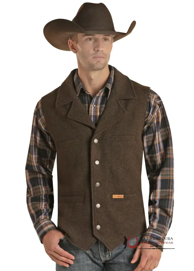 Panhandle Dark Brown Solid Montana Vest Ropa Hombres