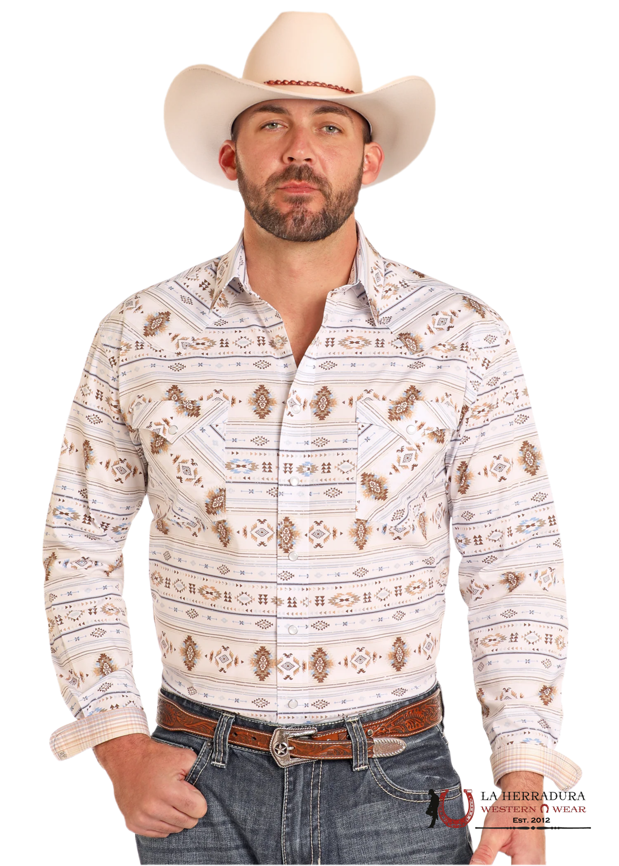 ROCK AND ROLL LONG SLEEVE AHIRT TAUPE AZTEC - 4594 ROPA HOMBRES