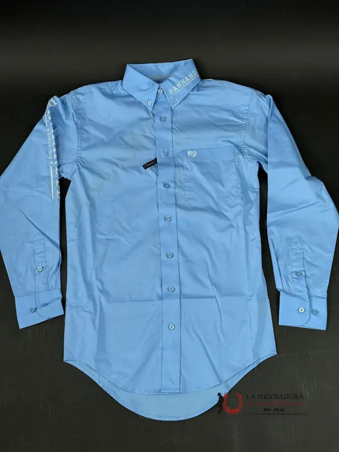 Panhandle Long Sleeve Solid Polin Baby Blue Ropa Hombres