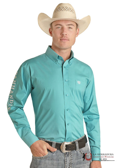 PANHANDLE LONG SLEEVE SOLID POLIN TURQUOISE PSMSOER0LT