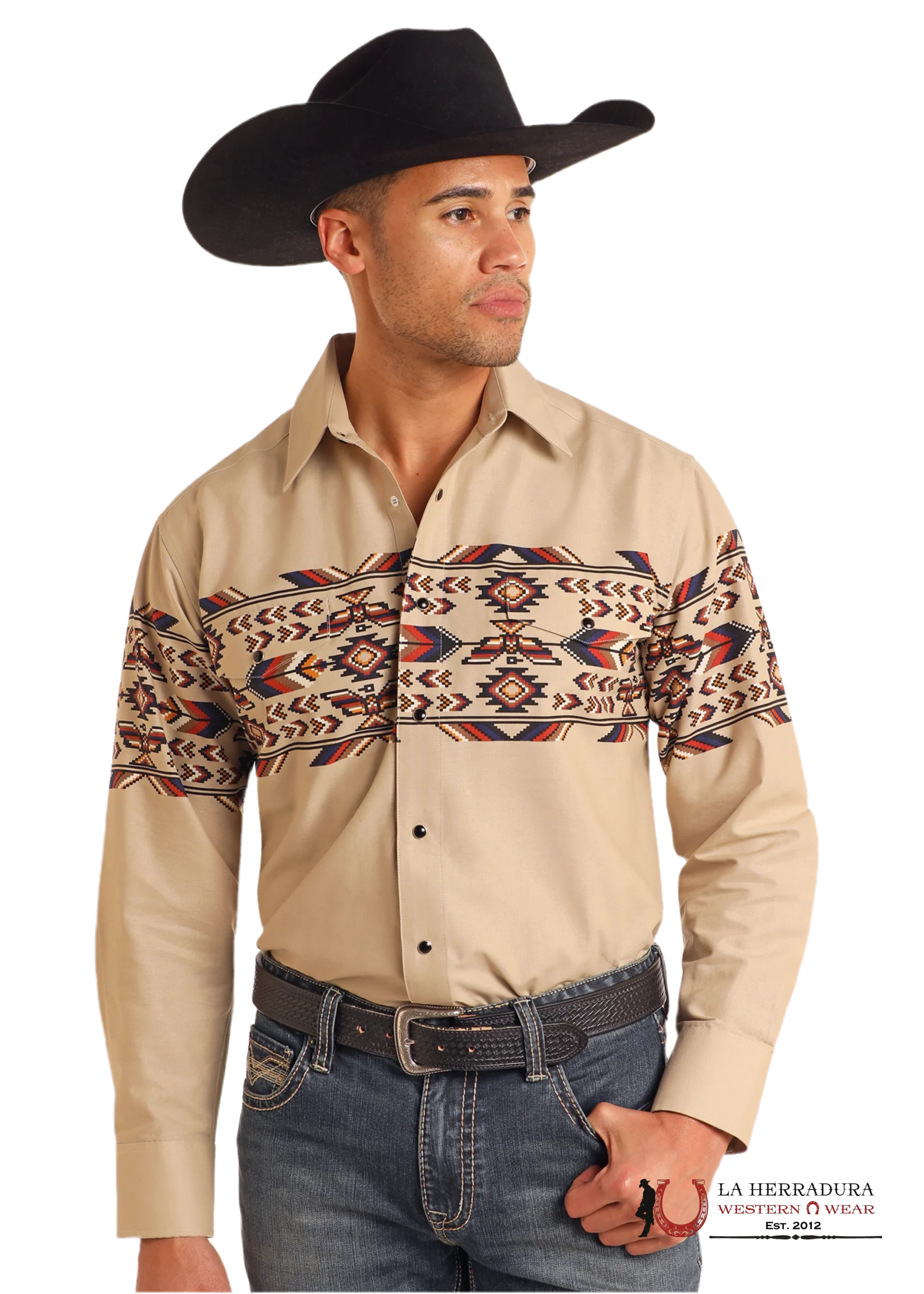 Panhandle Long Sleeve Aztec Brown/Multi Color Ropa Hombres
