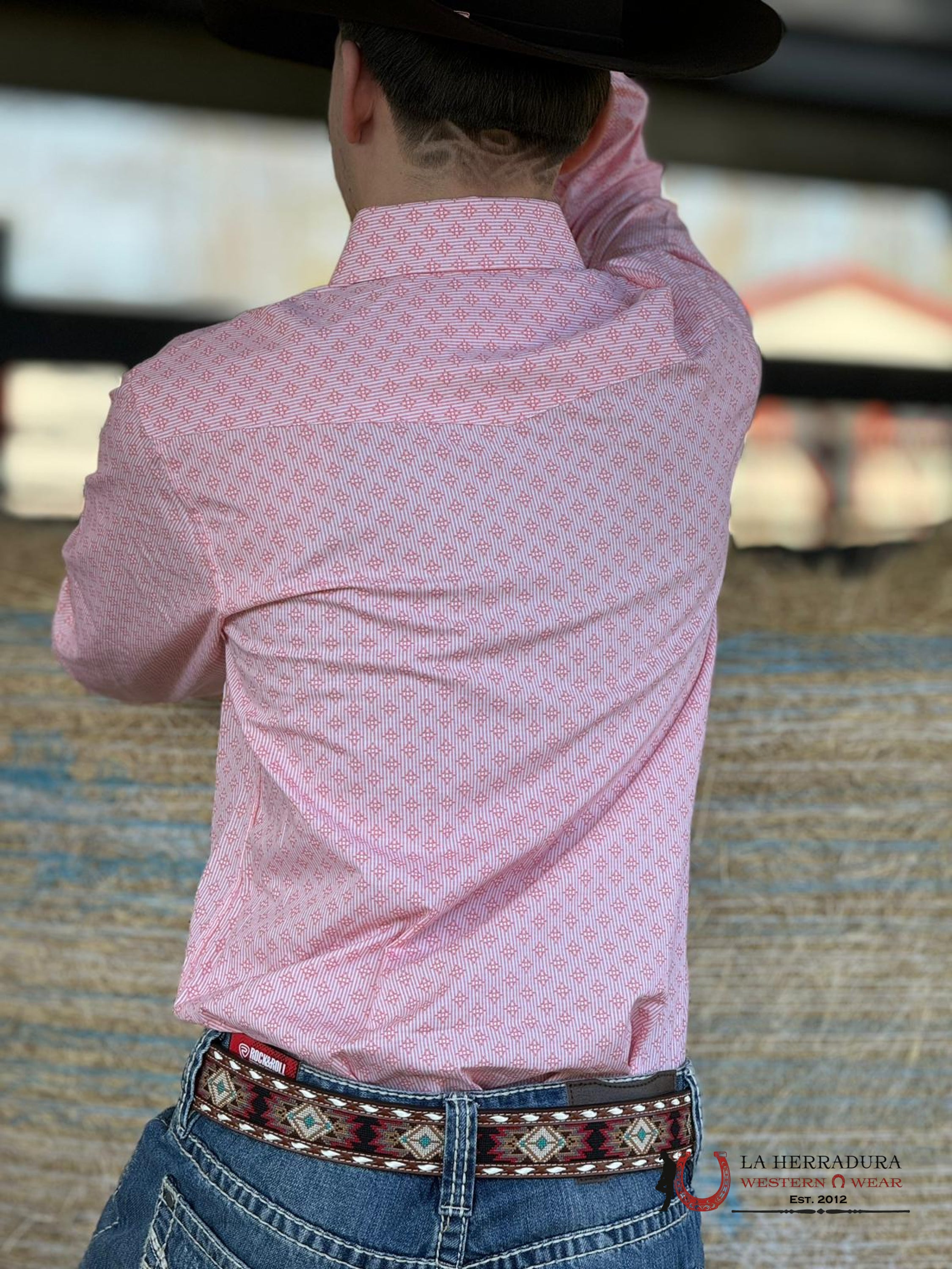 Panhandle Melon Print Long Slleve Snap Shirt Ropa Hombres