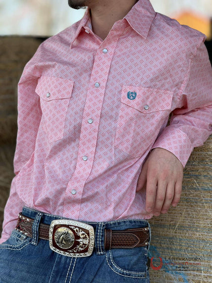 PANHANDLE MELON PRINT LONG SLLEVE SNAP SHIRT
