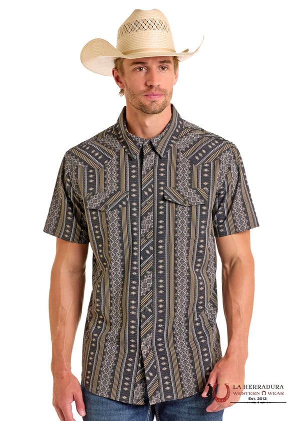 PANHANDLE CAMISA NEGRA DE MANGA CORTA PARA HOMBRE - TMN3S06510