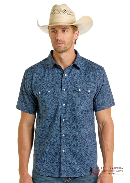 PANHANDLE MENS NAVY BLUE SHORT SLEEVE SHIRT- PMN3S06563