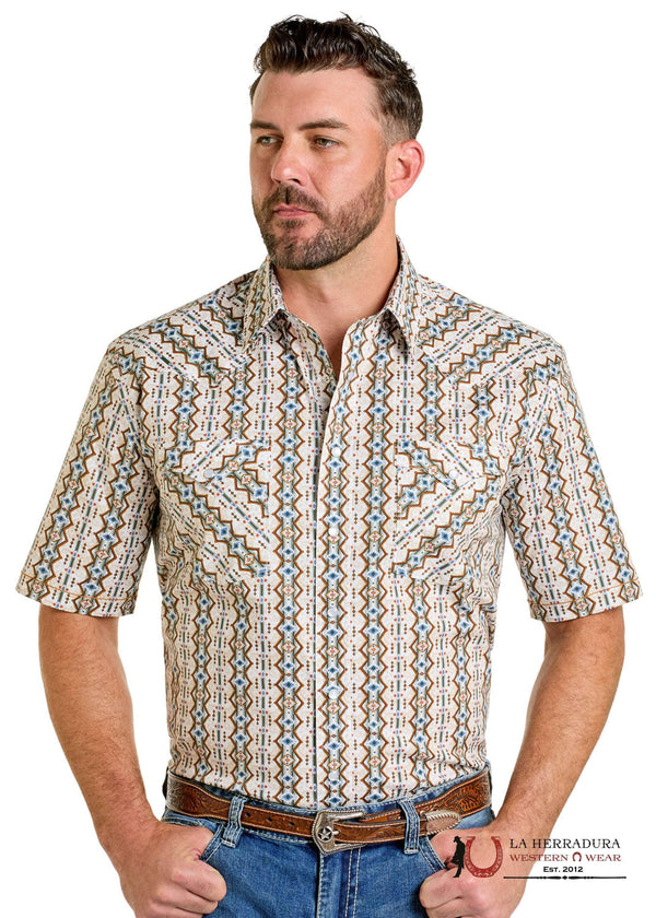 CAMISA DE MANGA CORTA PARA HOMBRE PANHANDLE COLOR CANELA- RMN3S06535