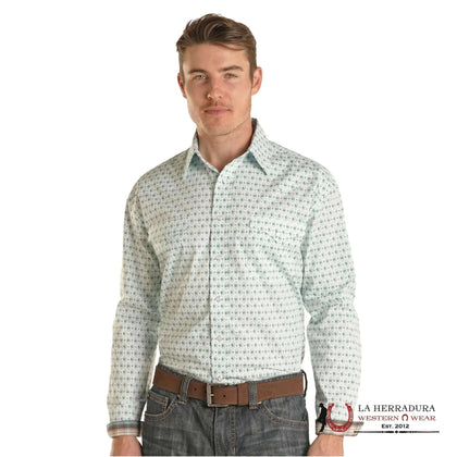 PANHANDLE MENS TURQUOISE LONG SLEEVE SHIRT- RSMSOSR0E8