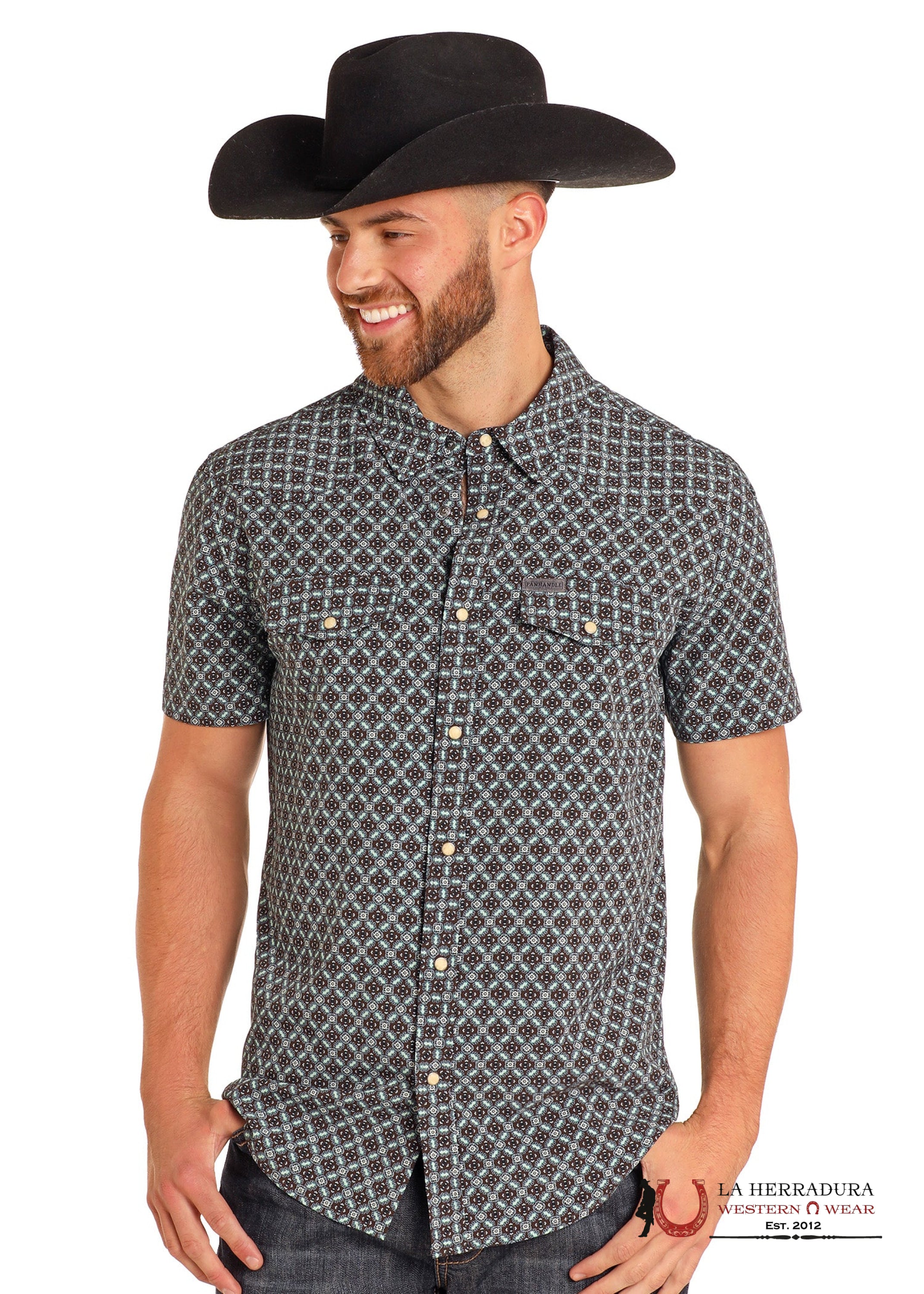 Panhandle Men’s Turquoise Short Sleeve Shirt- TMN3S04880 ROPA HOMBRES
