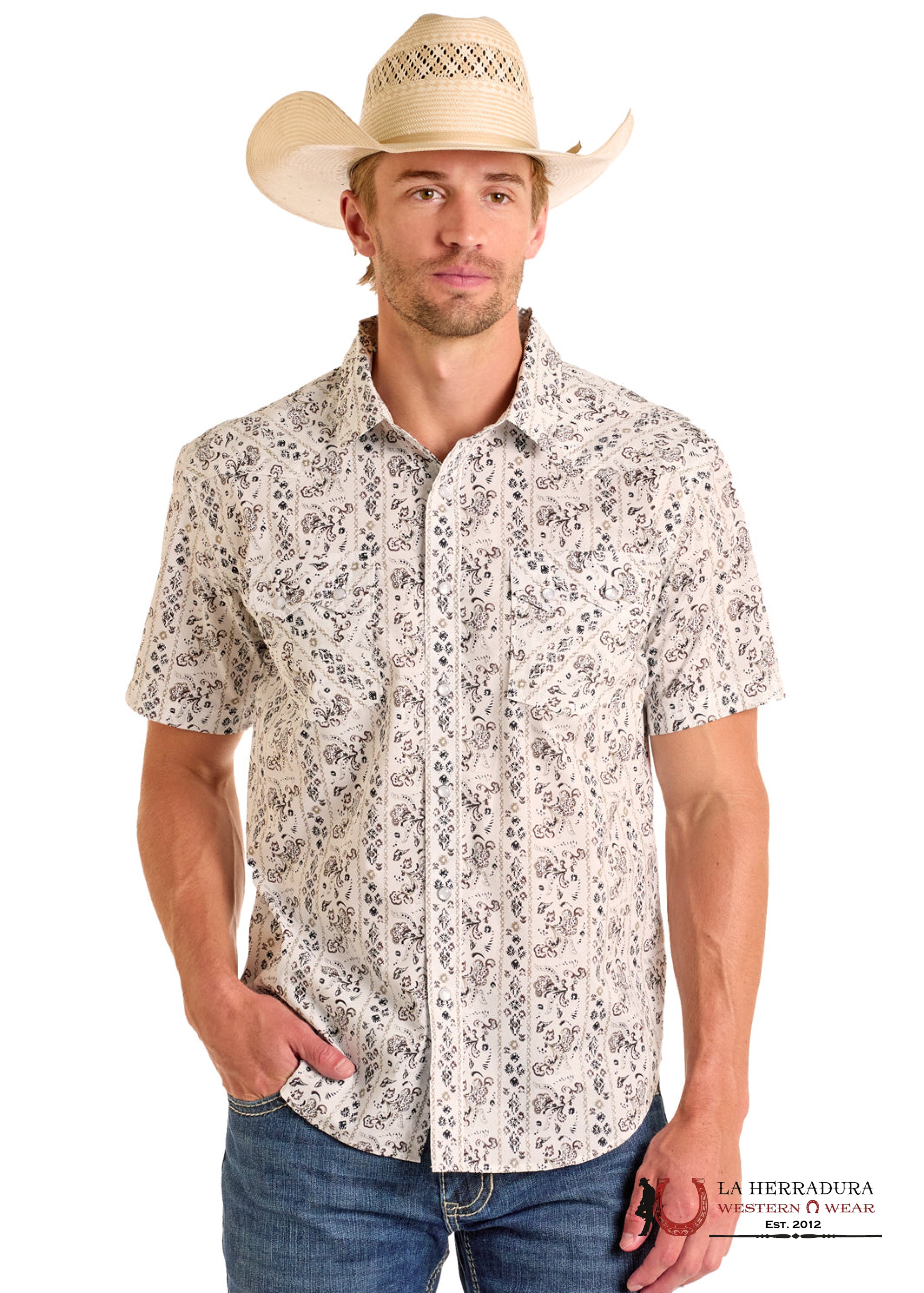 Panhandle Men’s White Short Sleeve Shirt- PMN3S06587 ROPA HOMBRES