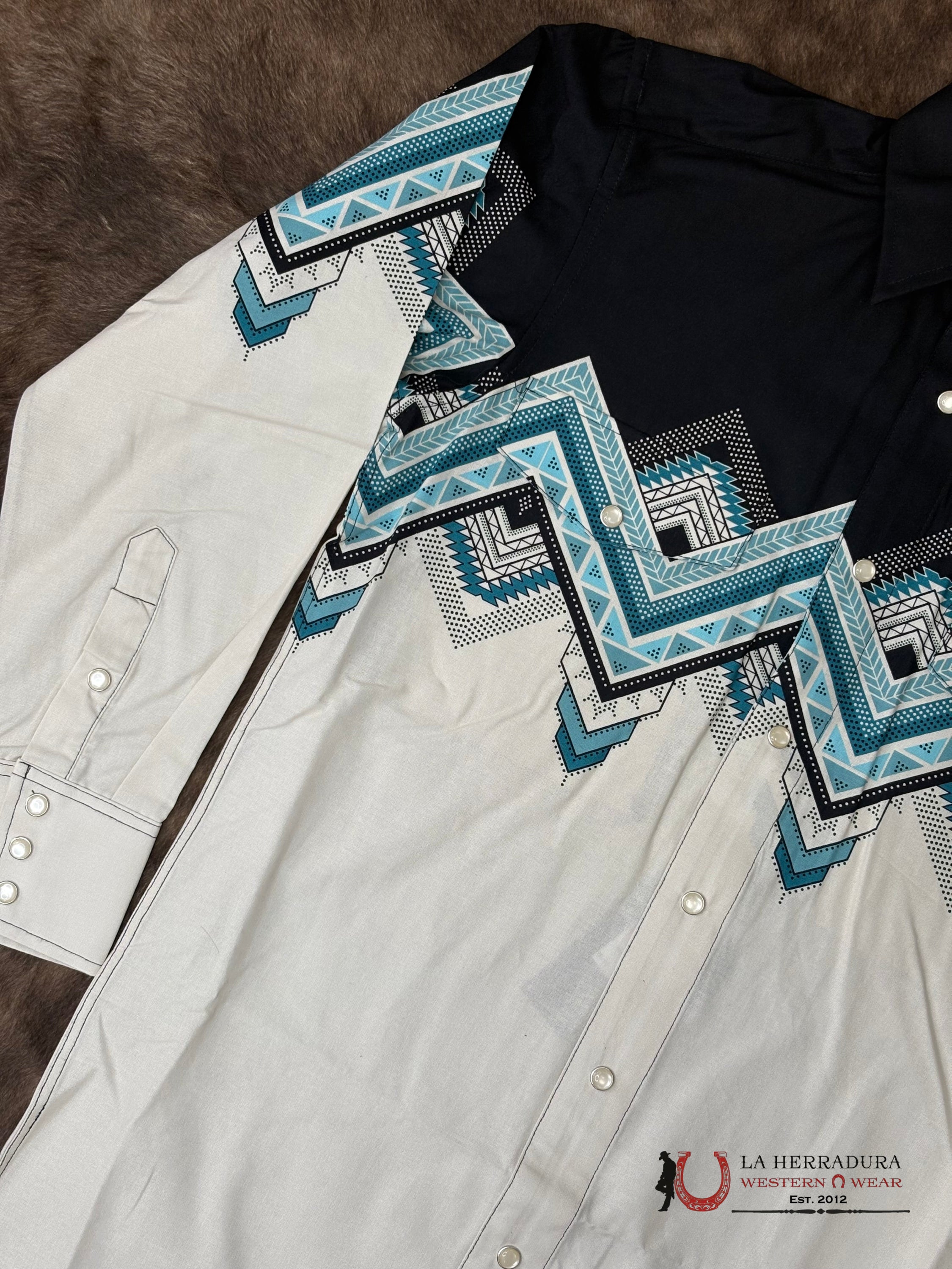 Panhandle Natural Long Sleeve With Aztec Print Mens Shirt - 6641 ROPA HOMBRES