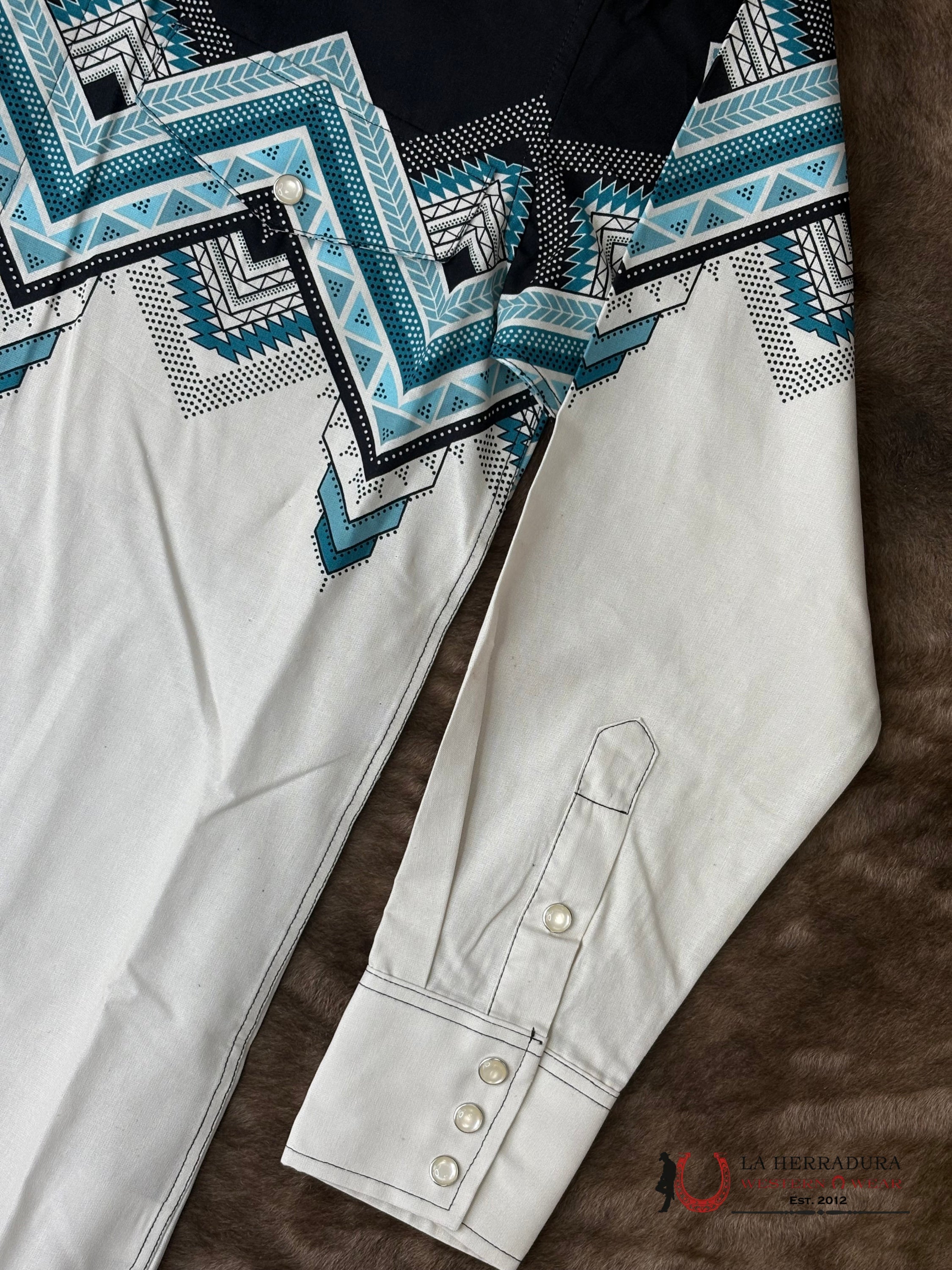 Panhandle Natural Long Sleeve With Aztec Print Mens Shirt - 6641 ROPA HOMBRES