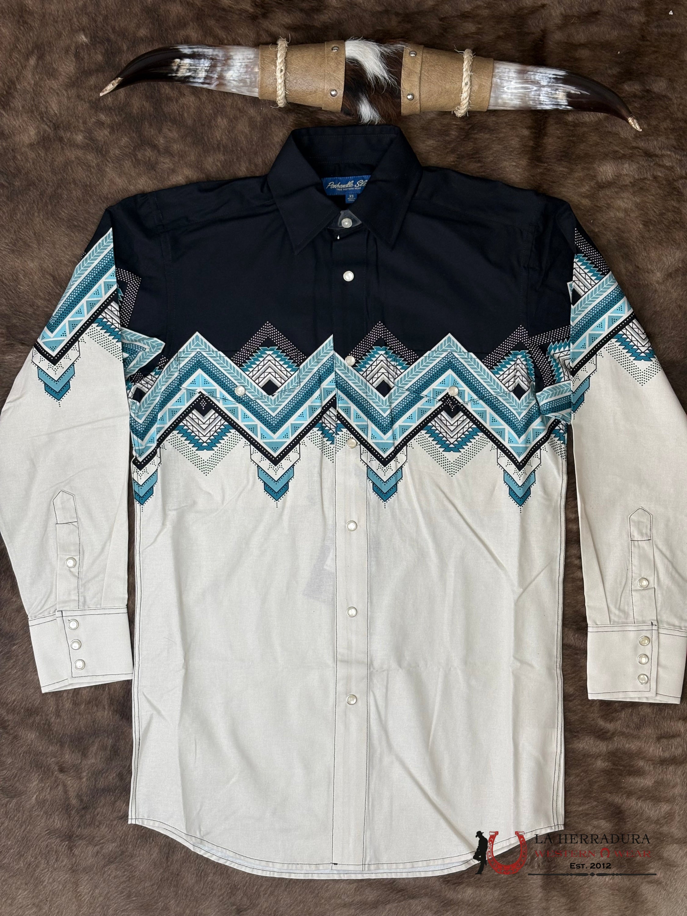 Panhandle Natural Long Sleeve With Aztec Print Mens Shirt - 6641 ROPA HOMBRES